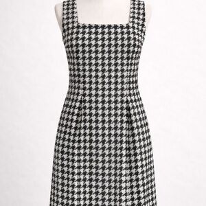 Black and white petite short (not mini) houndstooth dress.